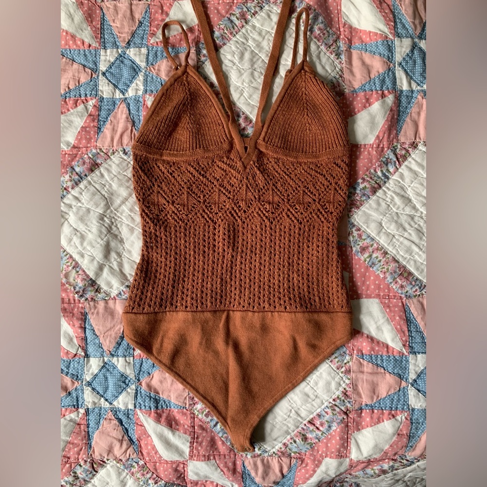 Abercrombie & Fitch Burnt Orange Crotchet Bodysuit